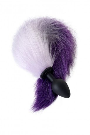 Анальная силиконовая пробка с бело-фиолетовым пушистым хвостом POPO Pleasure