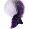 Анальная силиконовая пробка с бело-фиолетовым пушистым хвостом POPO Pleasure