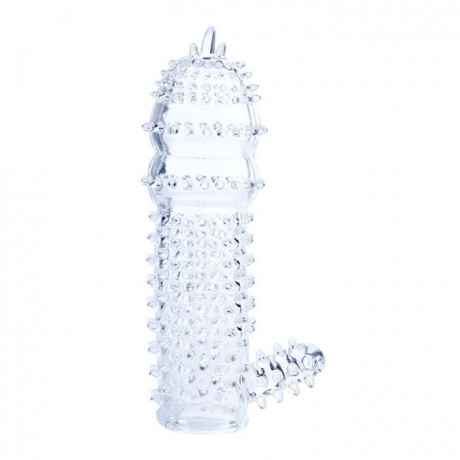 Силиконовая насадка на пенис с клиторальным стимулятором