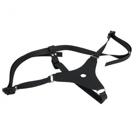 Черный страпон с большим твердым фаллосом Strap-on