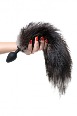 Анальная силиконовая втулка с хвостом чернобурой лисы POPO Pleasure