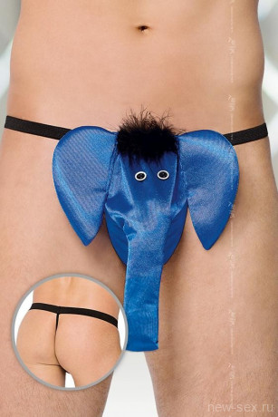 Эротические мужские стринги синего цвета в виде слоника SoftLine Collection