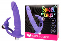 Вибромассажер реалистичной формы из силикона с отростком для клитора