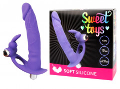 Вибромассажер реалистичной формы из силикона с отростком для клитора