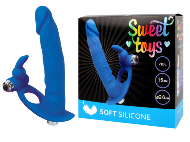 Вибромассажер реалистичной формы из силикона с отростком для клитора