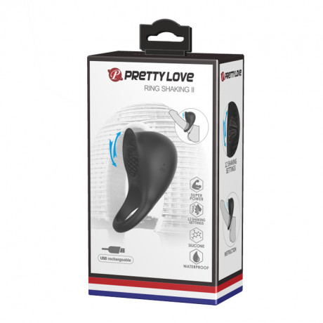 Эрекционное виброкольцо с клиторальным стимулятором Pretty Love Ring Shaking II