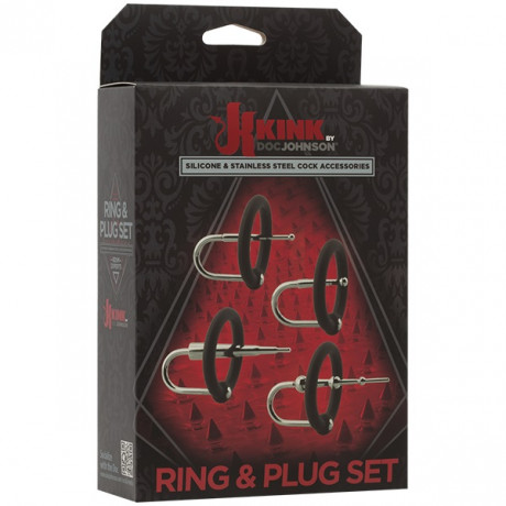 Набор уретральных плагов с кольцами на головку пениса KINK Ring Plug Set