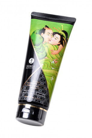 Съедобный шелковистый массажный крем для тела с ароматом груши и зеленого чая Shunga