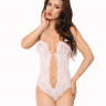 Боди из цветочного кружева с глубоким декольте и открытыми ягодицами Honey