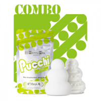 Мини мастурбатор с шариками и линиями Pucchi Combo