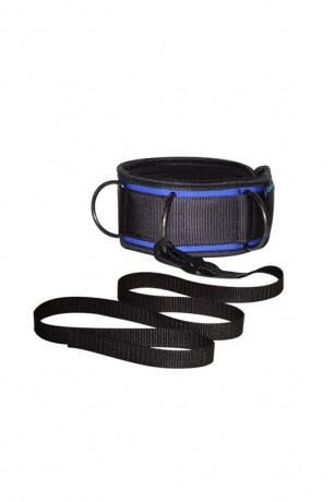 Черно-синий ошейник с мягкой подкладкой и поводком