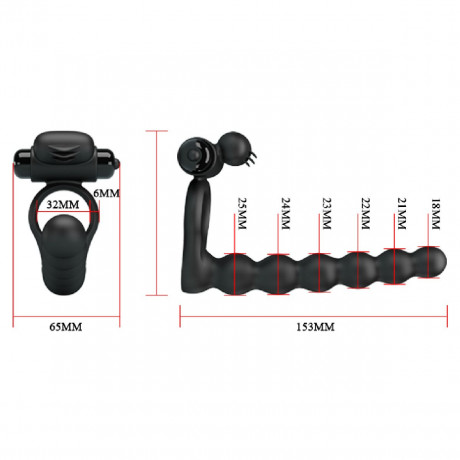 Эрекционное кольцо с вибрацией и анальной елочкой Hercules Penis Sheath III