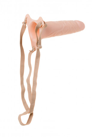 Пустотелый мужской фаллопротез телесного цвета с регулируемыми ремешками