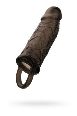 Реалистичная черная насадка для увеличения пениса с кольцом для мошонки XLover