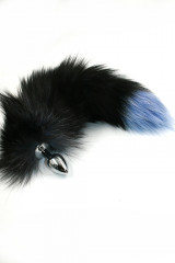 Анальная пробка из аллюминия с хвостом из натурально меха