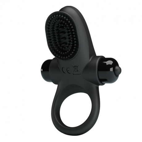 Эрекционное виброкольцо с клиторальной щеточкой Vibrant Penis Ring II