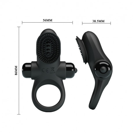 Эрекционное виброкольцо с клиторальной щеточкой Vibrant Penis Ring II