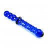 Двойной жезл для секса из синего стекла