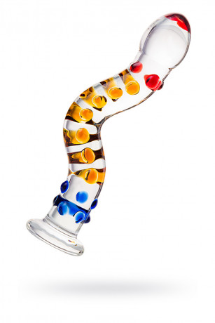 Изогнутый стеклянный фаллос с объемными точками