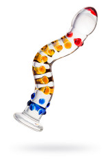 Изогнутый стеклянный фаллос с объемными точками