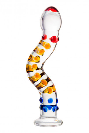Изогнутый стеклянный фаллос с объемными точками