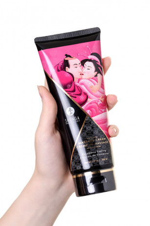 Съедобный шелковистый массажный крем для тела с ароматом малины Shunga