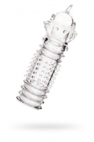 Прозрачная рельефная насадка на пенис A-Toys