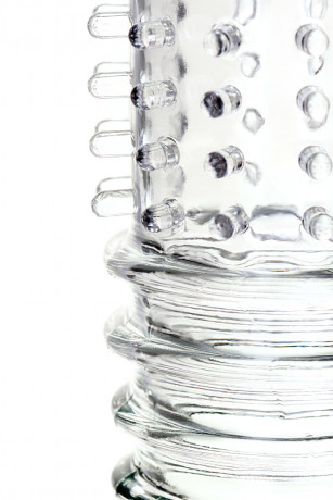 Прозрачная рельефная насадка на пенис A-Toys