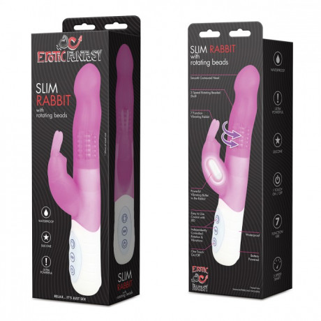 Силиконовый тонкий вибратор hi-tech с кроликом Erotic Fantasy