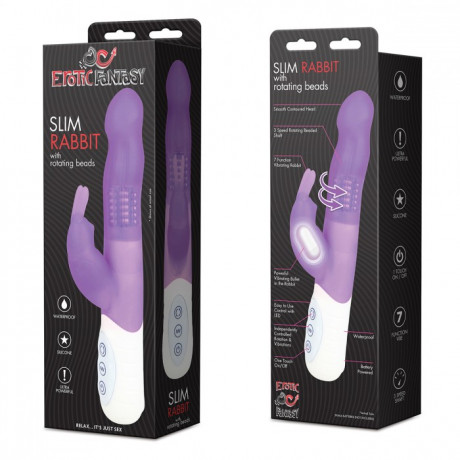 Силиконовый тонкий вибратор hi-tech с кроликом Erotic Fantasy