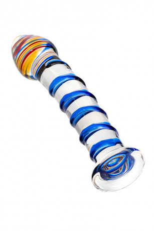 Прозрачный фаллос из стекла со спиралью