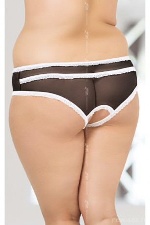 Трусики с открытым доступом черно-белого цвета SoftLine Collection