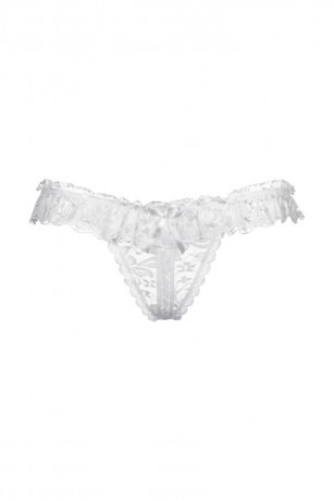 Белые стринги с доступом к интимным зонам и кружевной рюшей SoftLine Collection