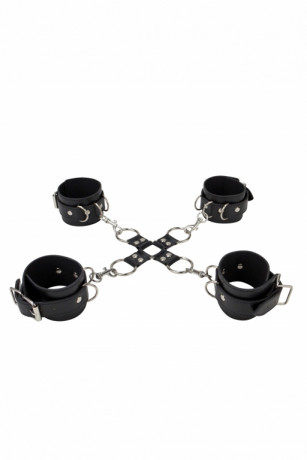 Фиксаторы для рук и ног из черной кожи Leather Hand And Legcuffs Ouch
