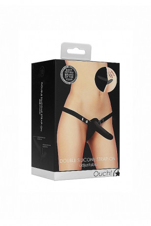 Двойной женский страпон с вагинальной пробкой Adjustable