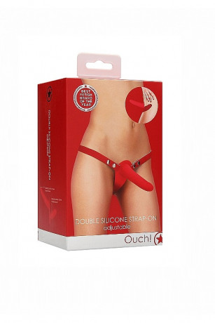 Двойной женский страпон с вагинальной пробкой Adjustable