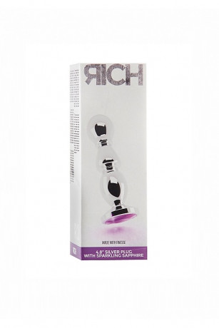 Рельефная анальная пробка со стразом Purple Sapphire