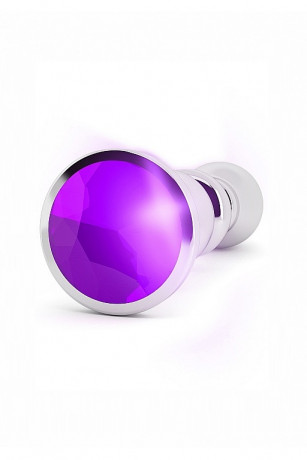 Рельефная анальная пробка со стразом Purple Sapphire