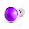 Рельефная анальная пробка со стразом Purple Sapphire