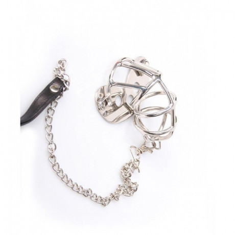 Металлическая пенис-клетка на цепном поводке