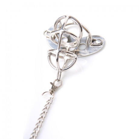 Металлическая пенис-клетка на цепном поводке