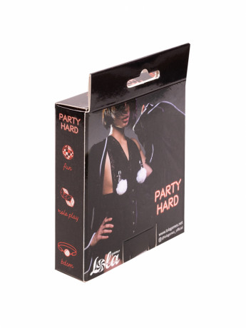 Серебристые зажимы на соски с пушистыми мягкими украшениями Party Hard Angelic