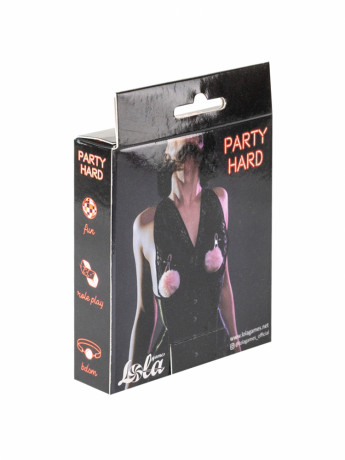 Серебристые зажимы на соски с пушистыми мягкими украшениями Party Hard Angelic