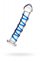 Стеклянный фаллоимитатор со спиралью и ограничителем