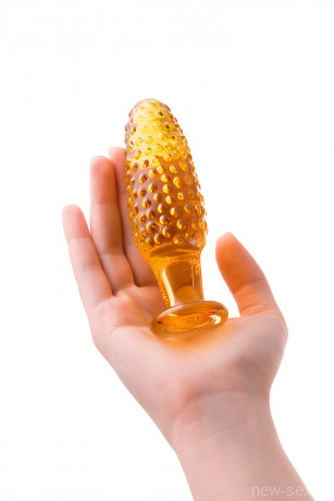 Стеклянная анально-вагинальная пробка с выпуклыми точками