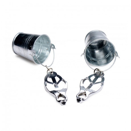 Металлические зажимы на соски с грузами-ведерками Master Series Jugs Nipple Clamps with Buckets