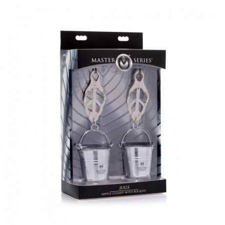 Металлические зажимы на соски с грузами-ведерками Master Series Jugs Nipple Clamps with Buckets