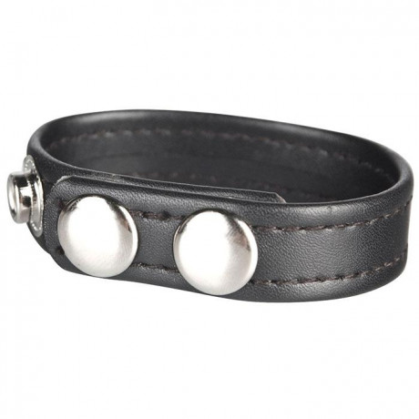 Регулируемое кольцо на пенис из кожи на клепках SNAP COCK RING