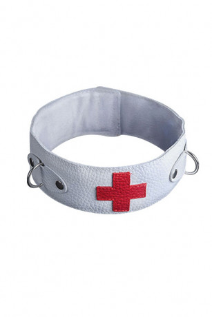 Ошейник белый с красным крестом