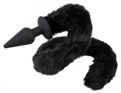 Гладкая силиконовая анальная втулка с кошачьим хвостиком Plug with cat tail